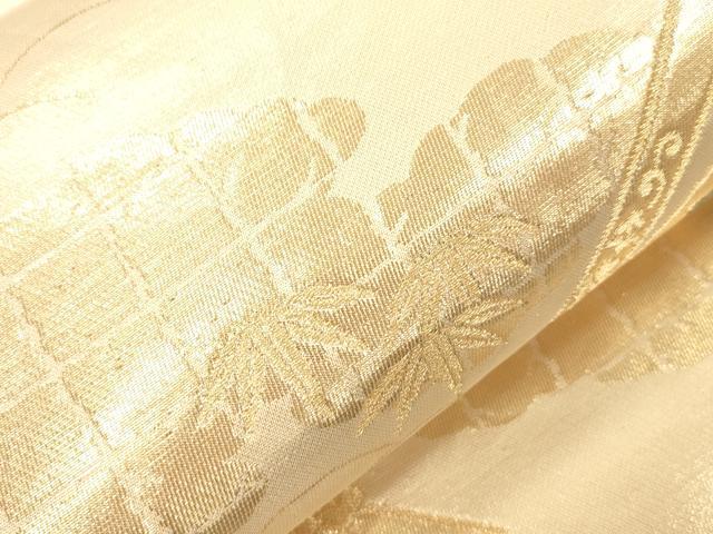 平和屋本店▼六通柄袋帯　唐織　天井花鳥丸文　本金箔　正絹　逸品　CABL4572dy