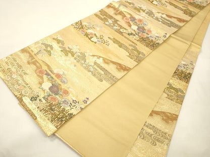 平和屋本店▼六通柄袋帯　慶祥利休　本金箔　正絹　逸品　CABL4577dy