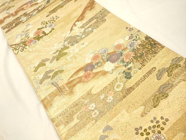 平和屋本店▼六通柄袋帯　慶祥利休　本金箔　正絹　逸品　CABL4577dy