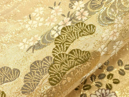 平和屋本店▼六通柄袋帯　慶祥利休　本金箔　正絹　逸品　CABL4577dy
