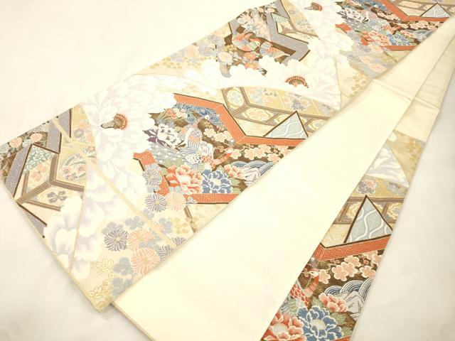 平和屋本店▼六通柄袋帯　花鳥屏風文　九百錦24K　本金箔　正絹　逸品　未使用　CABL4580dy