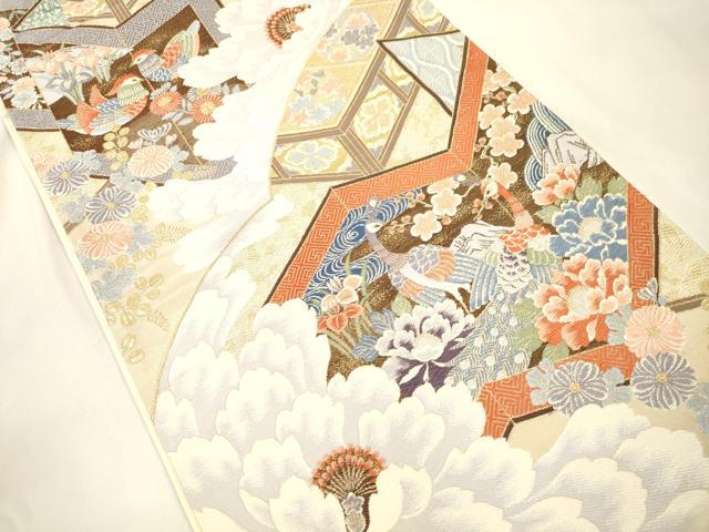 平和屋本店▼六通柄袋帯　花鳥屏風文　九百錦24K　本金箔　正絹　逸品　未使用　CABL4580dy