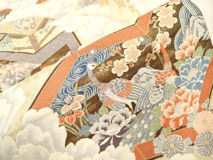 平和屋本店▼六通柄袋帯　花鳥屏風文　九百錦24K　本金箔　正絹　逸品　未使用　CABL4580dy
