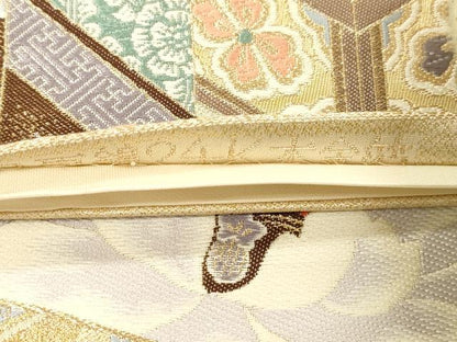平和屋本店▼六通柄袋帯　花鳥屏風文　九百錦24K　本金箔　正絹　逸品　未使用　CABL4580dy