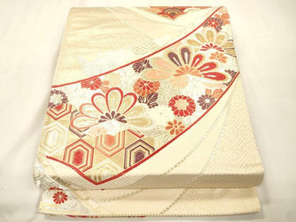 平和屋本店▼六通柄袋帯　唐織　花鳥文　24金箔　正絹　逸品　CABL4583dy