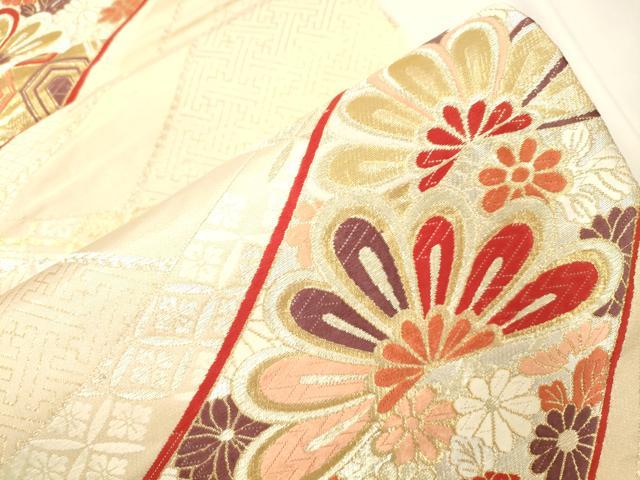 平和屋本店▼六通柄袋帯　唐織　花鳥文　24金箔　正絹　逸品　CABL4583dy
