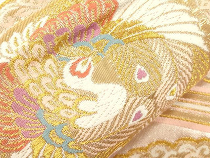 平和屋本店▼六通柄袋帯　唐織　秀美錦　蜀江丸文　24K　本金二重箔　正絹　逸品　未使用　CABL4585dy
