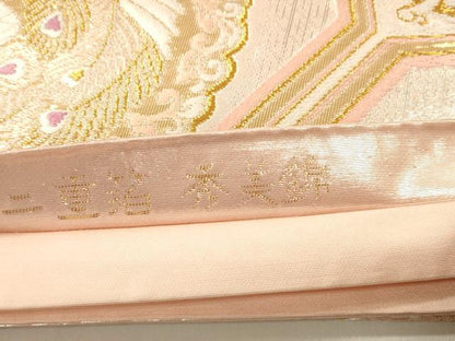 平和屋本店▼六通柄袋帯　唐織　秀美錦　蜀江丸文　24K　本金二重箔　正絹　逸品　未使用　CABL4585dy