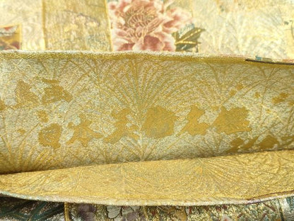 平和屋本店▼西陣あさぎ　両面　全通全景柄袋帯　近代花鳥画　日本美術名鑑　24金プラチナ三重箔　分析通知書付き　正絹　逸品　CABL4592dy