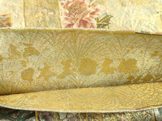平和屋本店▼西陣あさぎ　両面　全通全景柄袋帯　近代花鳥画　日本美術名鑑　24金プラチナ三重箔　分析通知書付き　正絹　逸品　CABL4592dy
