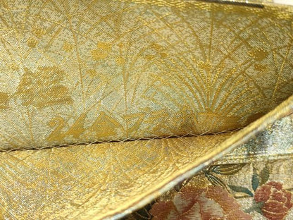 平和屋本店▼西陣あさぎ　両面　全通全景柄袋帯　近代花鳥画　日本美術名鑑　24金プラチナ三重箔　分析通知書付き　正絹　逸品　CABL4592dy