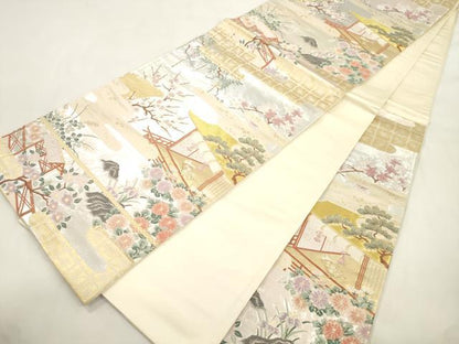 平和屋本店▼六通柄袋帯　風景文　本金三重箔　正絹　逸品　CABL4596dy