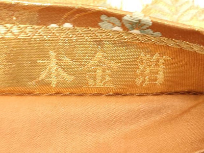 平和屋本店▼六通柄袋帯　唐織　尾長鳥花文　本金箔　正絹　逸品　CABL4597dy