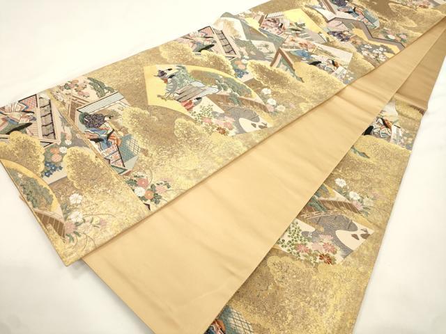 平和屋本店▼六通柄袋帯　古典の美　純金箔　正絹　逸品　CABL4600dy
