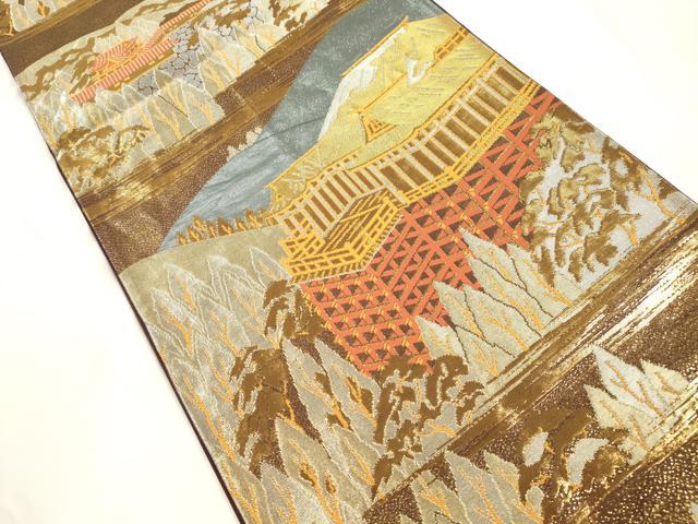 平和屋本店▼六通柄袋帯　風景文　本金二重引箔　正絹　逸品　CABL4604dy