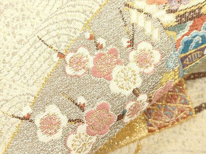 平和屋本店▼六通柄袋帯　桧扇祭礼文　本金箔　正絹　逸品　CABL4605dy