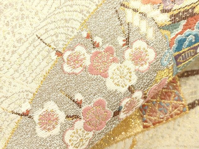 平和屋本店▼六通柄袋帯　桧扇祭礼文　本金箔　正絹　逸品　CABL4605dy