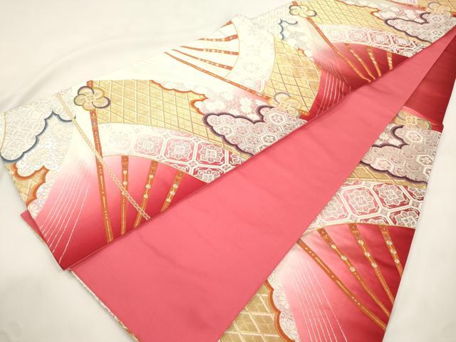 平和屋本店▼六通柄袋帯　能扇面宝小紋　本金箔24K　正絹　逸品　CABL4607dy