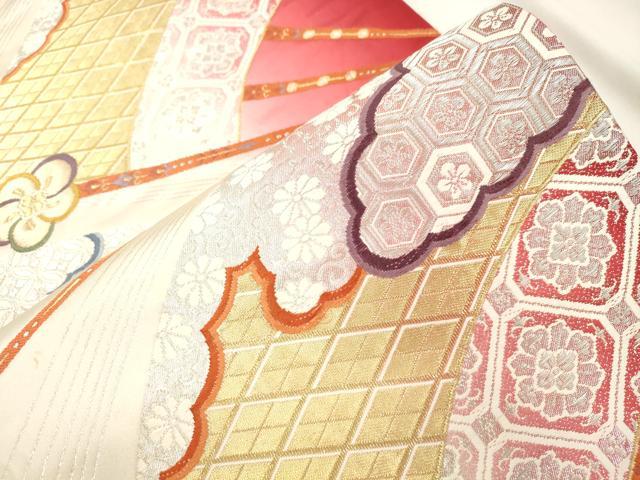 平和屋本店▼六通柄袋帯　能扇面宝小紋　本金箔24K　正絹　逸品　CABL4607dy