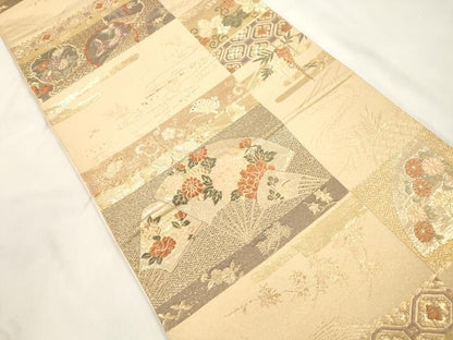 平和屋本店▼六通柄袋帯　有職錦秀文　本金箔　正絹　逸品　CABL4609dy