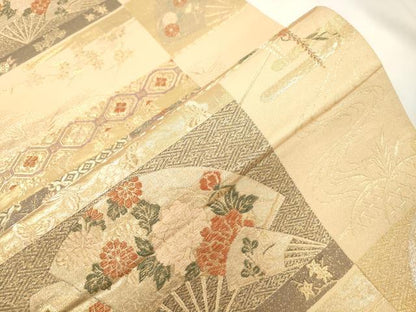 平和屋本店▼六通柄袋帯　有職錦秀文　本金箔　正絹　逸品　CABL4609dy