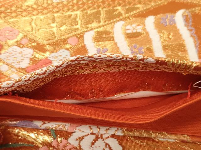平和屋本店▼六通柄袋帯　唐織　花鳥文　本金二重織　正絹　逸品　CABL4611dy