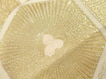 平和屋本店▼六通柄袋帯　亀甲松葉文　純金箔　24K　正絹　逸品　CABL4616dy