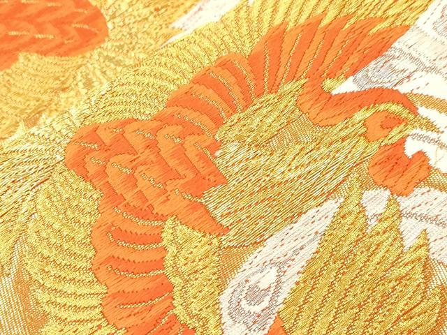 平和屋本店▼六通柄袋帯　唐織　あすか錦　鳳凰丸文　純金箔24K　正絹　逸品　CABL4617dy