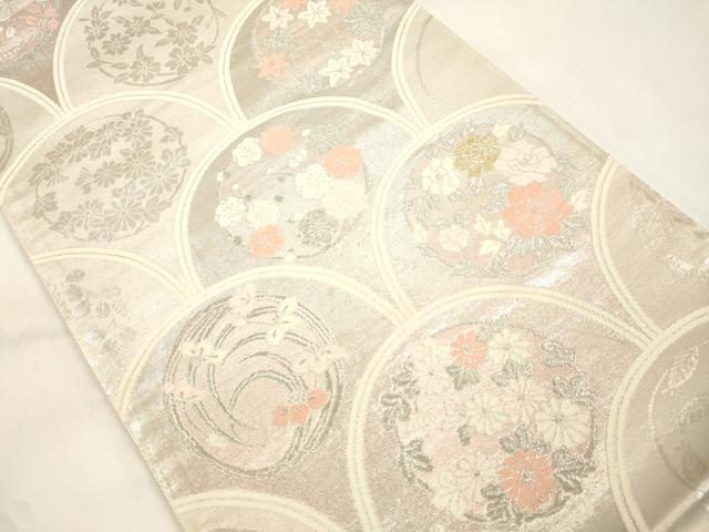 平和屋本店▼六通柄袋帯　青海波花文　錦純金箔24K　正絹　逸品　CABL4618dy