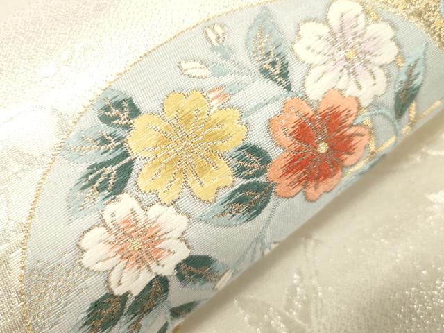 平和屋本店▼六通柄袋帯　春秋花丸文　九百本金弐重織　正絹　逸品　CABL4619dy
