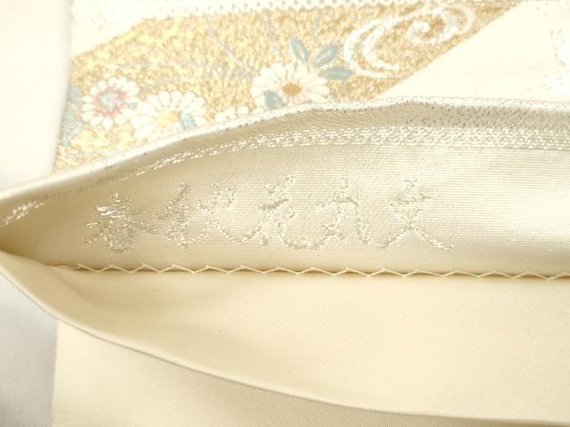 平和屋本店▼六通柄袋帯　春秋花丸文　九百本金弐重織　正絹　逸品　CABL4619dy