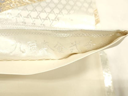 平和屋本店▼六通柄袋帯　春秋花丸文　九百本金弐重織　正絹　逸品　CABL4619dy