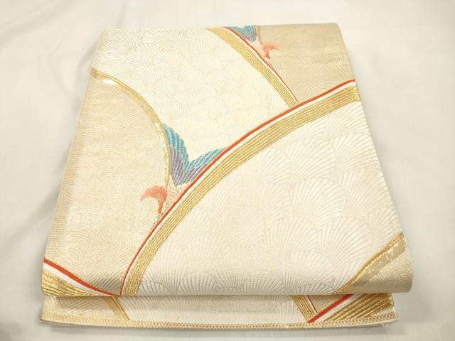 平和屋本店▼六通柄袋帯　立波　鳥文　本金箔九百錦　正絹　逸品　CABL4622dy