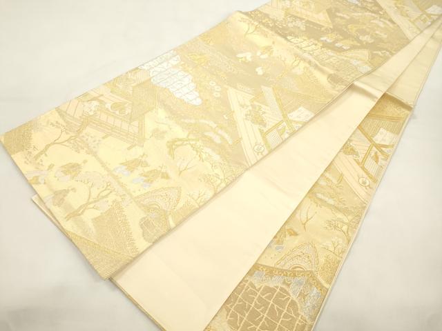 平和屋本店▼六通柄袋帯　人物風景文　本金箔　正絹　逸品　CABL4623dy