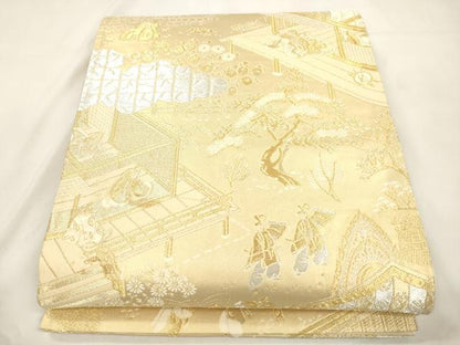 平和屋本店▼六通柄袋帯　人物風景文　本金箔　正絹　逸品　CABL4623dy