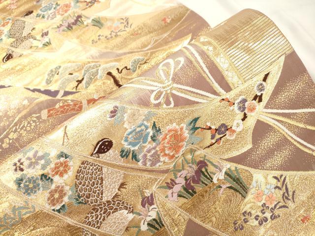 平和屋本店▼六通柄袋帯　琳派文様　本金箔二重箔　正絹　逸品　CABL4624dy