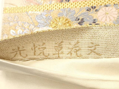 平和屋本店▼六通柄袋帯　光悦草花文　純金箔　正絹　逸品　未使用　CABL4625dy