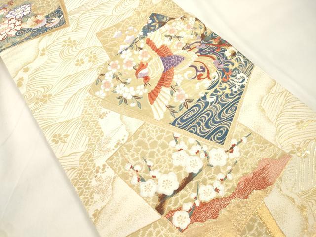 平和屋本店▼六通柄袋帯　唐織　琳派色紙鳳凰文　全面純金箔24K　正絹　逸品　CABL4630dy