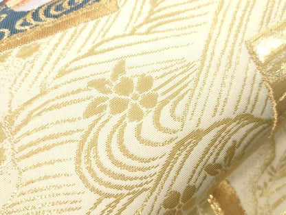 平和屋本店▼六通柄袋帯　唐織　琳派色紙鳳凰文　全面純金箔24K　正絹　逸品　CABL4630dy