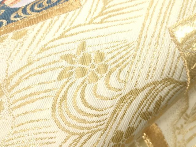 平和屋本店▼六通柄袋帯　唐織　琳派色紙鳳凰文　全面純金箔24K　正絹　逸品　CABL4630dy