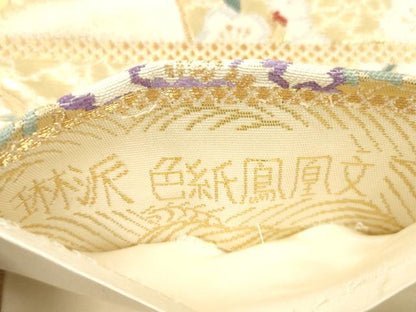 平和屋本店▼六通柄袋帯　唐織　琳派色紙鳳凰文　全面純金箔24K　正絹　逸品　CABL4630dy