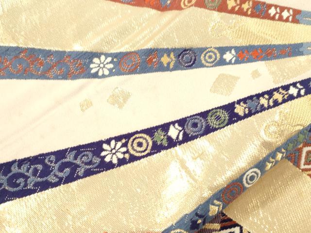平和屋本店▼六通柄袋帯　片輪車花文　九百錦純金箔24K　正絹　逸品　CABL4632dy