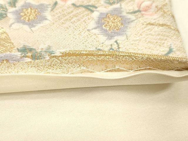 平和屋本店▼六通柄袋帯　唐織　扇面花鳥文　九百錦24K本金箔　正絹　逸品　CABL4635dy