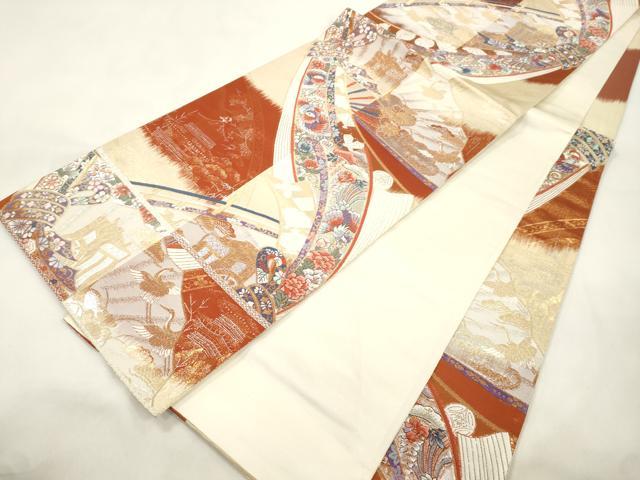 平和屋本店▼六通柄袋帯　天竺宝相花鳥文　本金箔　正絹　逸品　CABL4636dy