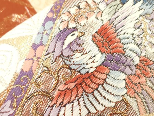 平和屋本店▼六通柄袋帯　天竺宝相花鳥文　本金箔　正絹　逸品　CABL4636dy
