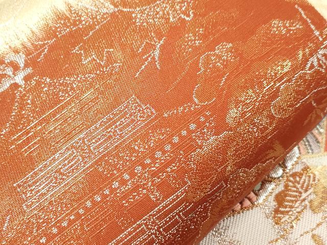 平和屋本店▼六通柄袋帯　天竺宝相花鳥文　本金箔　正絹　逸品　CABL4636dy