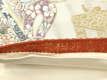 平和屋本店▼六通柄袋帯　天竺宝相花鳥文　本金箔　正絹　逸品　CABL4636dy