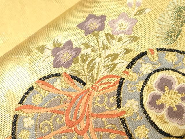 平和屋本店▼六通柄袋帯　平安御車　本金箔　正絹　逸品　CABL4638dy