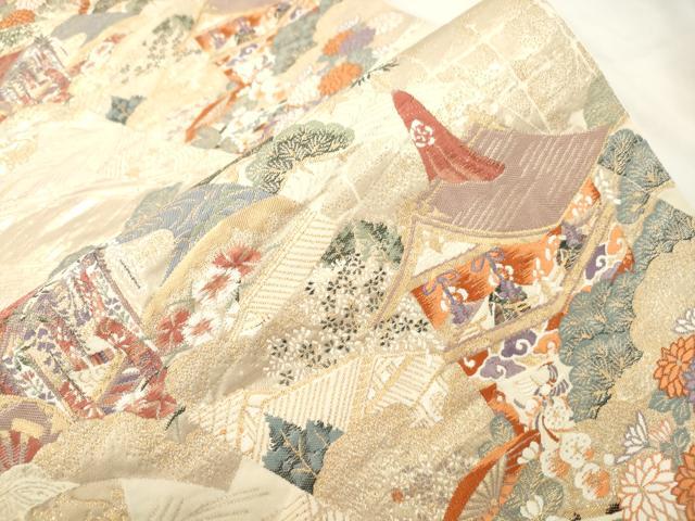 平和屋本店▼六通柄袋帯　慶祥秀宝文　純金箔　正絹　逸品　CABL4640dy