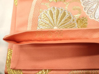 平和屋本店▼六通柄袋帯　唐織　扇面能衣菊文　純金箔　24K　正絹　逸品　CABL4641dy